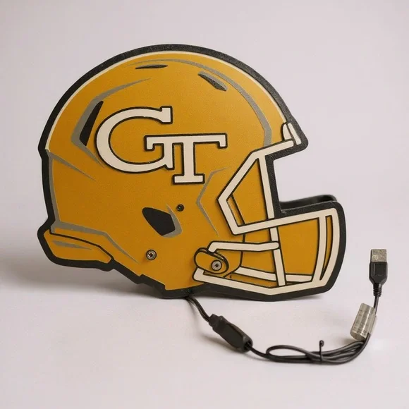 Georgia Tech Helmet Lightbox 3D Printed LED with Remote Control, USB Powered - Picture 3 of 3